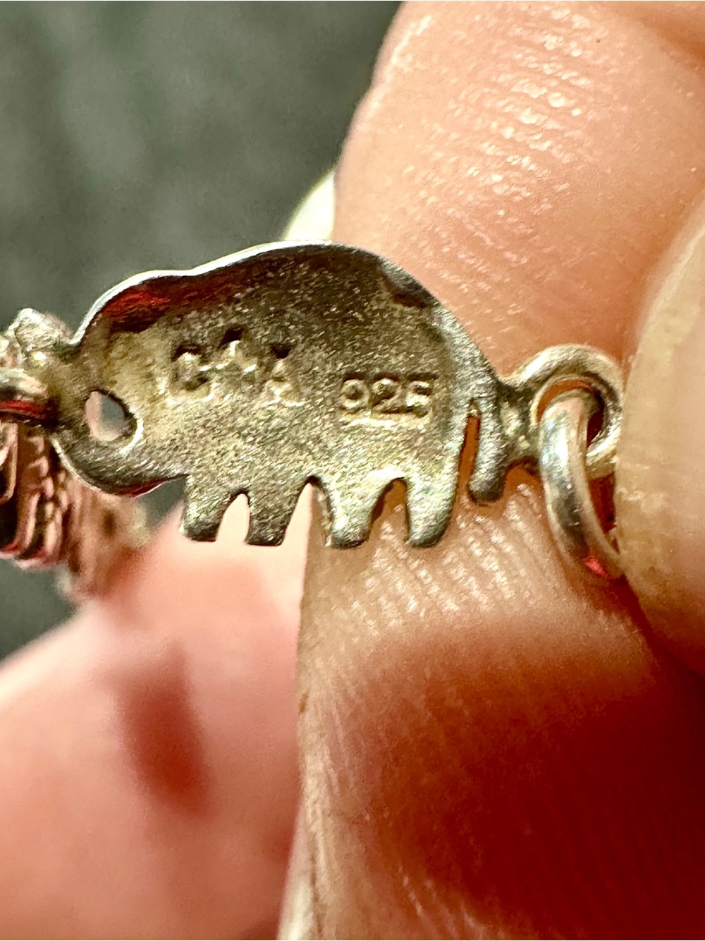 Sterling Silver Elephant with Hematite Link Bracelet - 7.5” - Picture 5 of 6
